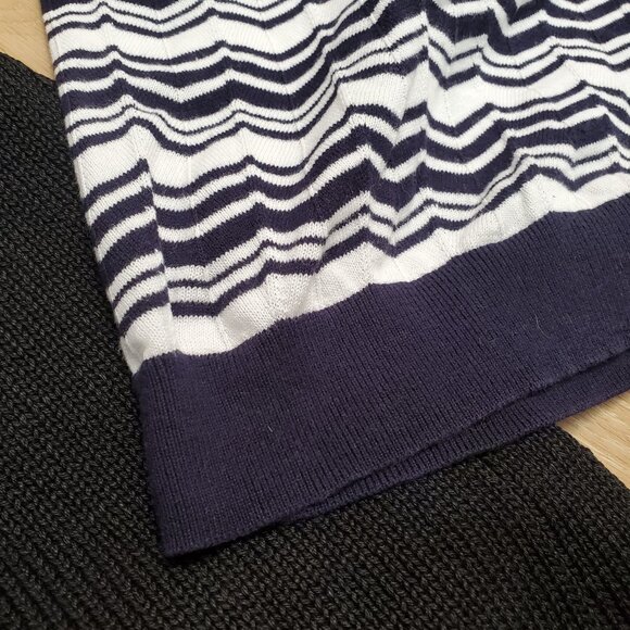 Talbots Womens Sweater Vest Size M 100% Cotton Blue White Chevron Preppy Casual - Picture 4 of 11